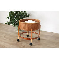 サンフラワーラタン ラタン バスケットランドリーワゴン Y205HR 1台（直送品）