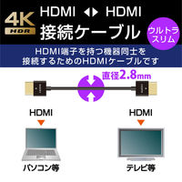 エレコム HDMIケーブル/ウルトラスリム/イーサネット対応/0.7m CAC-HD14US07BK 1本
