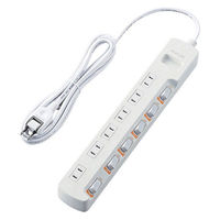 延長コード 電源タップ 2.5m 2ピン 6個口 無灯個別スイッチ 省エネ 雷ガード 白 T-K5B-2625WH エレコム 1個