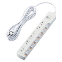 延長コード 電源タップ 5m 2ピン 6個口 無灯個別スイッチ 省エネ 雷ガード 白 T-K5B-2650WH エレコム 1個