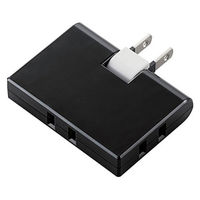 トリプルタップ 電源タップ コンセント スイングプラグ 2ピン 薄型 3個口 分配 黒 T-TR03-2300BK エレコム 1個（直送品）
