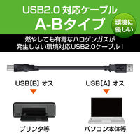 エレコム RoHS対応USBケーブル USB（A）オス - USB（B）オス ブラック 0.5m USB2.0 USB2-ECO05 1本