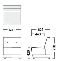 【軒先渡し】オリバー システムソファ Denim 幅600mm ライトブルー 1台（直送品）