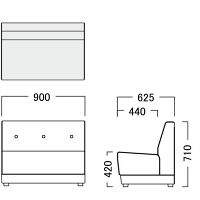 【軒先渡し】オリバー システムソファ Hygiene 幅900mm オレンジ 1台（直送品）