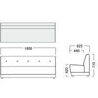 【軒先渡し】オリバー システムソファ Hygiene 幅1800mm オレンジ 1台（直送品）