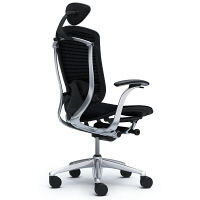 CM11AB FBH1 |オカムラ コンテッサ オフィスチェア 小型ヘッドレスト付 固定肘付 メッシュ ポリッシュ×ネオブラック ブラック（直送品）
