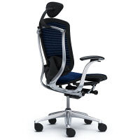 CM11AB FBH4 |オカムラ コンテッサ オフィスチェア 小型ヘッドレスト付 固定肘 メッシュ ポリッシュ×ネオブラック ダークブルー（直送品）