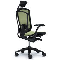 CM11BB FGH6 |オカムラ コンテッサ オフィスチェア 小型ヘッドレスト付 固定肘 背座メッシュ ブラック×ネオブラック ピスタチオグリーン（直送品）