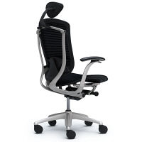 CM11SB FBH1 |オカムラ コンテッサ オフィスチェア 小型ヘッドレスト付 固定肘付 メッシュ シルバーフレーム ネオブラックボディ ブラック（直送品）