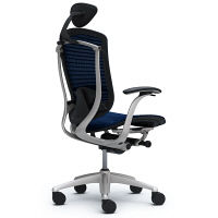 CM11SB FBH4 |オカムラ コンテッサ オフィスチェア 小型ヘッドレスト付 固定肘付 メッシュ シルバー×ネオブラック ダークブルー（直送品）