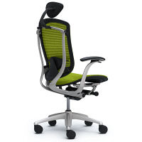 CM11SB FBH6 |オカムラ コンテッサ オフィスチェア 小型ヘッドレスト付 固定肘 メッシュ シルバー×ネオブラック ライムグリーン（直送品）