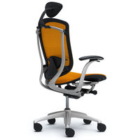 CM11SB FGH1 |オカムラ コンテッサ オフィスチェア 小型ヘッドレスト付 固定肘 背座メッシュ シルバー×ネオブラック マンゴーイエロー（直送品）