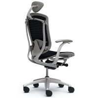 CM11SG FBH1 |オカムラ コンテッサ オフィスチェア 小型ヘッドレスト付 固定肘付 メッシュ シルバーフレーム ネオグレーボディ ブラック（直送品）