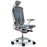 CM11SG FBH5 |オカムラ コンテッサ オフィスチェア 小型ヘッドレスト付 固定肘付 メッシュ シルバー×ネオグレー ライトブルー（直送品）