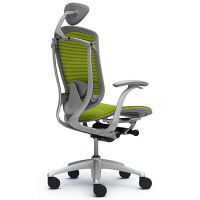 CM11SG FBH6 |オカムラ コンテッサ オフィスチェア 小型ヘッドレスト付 固定肘付 メッシュ シルバー×ネオグレー ライムグリーン（直送品）