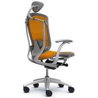 CM11SG FGH1 |オカムラ コンテッサ オフィスチェア 小型ヘッドレスト付 固定肘 メッシュ シルバー×ネオグレー マンゴーイエロー（直送品）