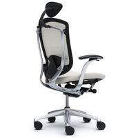 CM12AB FGF3 |オカムラ コンテッサ チェア 小型ヘッドレスト付 固定肘 背メッシュ座クッション ポリッシュ×ネオブラック ホワイト（直送品）