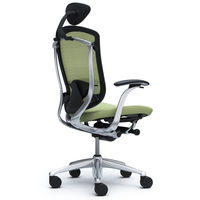 CM12AB FGF6 |オカムラ コンテッサ チェア 小型ヘッドレスト 固定肘 背メッシュ座クッション ポリッシュ×ネオブラック ピスタチオグリーン（直送品）