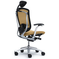 CM12AB FGF7 |オカムラ コンテッサ チェア 小型ヘッドレスト付 固定肘 背メッシュ座クッション ポリッシュ×ネオブラック サンドベージュ（直送品）