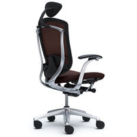 CM12AB FGF8 |オカムラ コンテッサ チェア 小型ヘッドレスト付 固定肘 背メッシュ座クッション ポリッシュ×ネオブラック ダークブラウン（直送品）