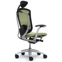 CM12SB FGF6 |オカムラ コンテッサ チェア 小型ヘッドレスト付 固定肘 背メッシュ座クッション シルバー×ネオブラック ピスタチオグリーン（直送品）