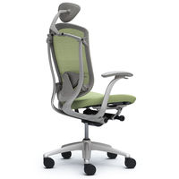 CM12SG FGF6 |オカムラ コンテッサ チェア 小型ヘッドレスト付 固定肘 背メッシュ座クッション シルバー×ネオグレー ピスタチオグリーン（直送品）