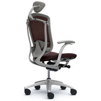 CM12SG FGF8 |オカムラ コンテッサ チェア 小型ヘッドレスト付 固定肘 背メッシュ座クッション シルバー×ネオグレー ダークブラウン（直送品）