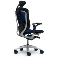 CM51SB FBH4 |オカムラ コンテッサ オフィスチェア 小型ヘッドレスト付 可動肘付 メッシュ シルバー×ネオブラック ダークブルー（直送品）