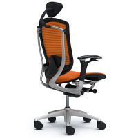 CM51SB FBH8 |オカムラ コンテッサ オフィスチェア 小型ヘッドレスト付 可動肘付 メッシュ シルバーフレーム ネオブラックボディ オレンジ（直送品）