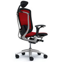 CM51SB FBH9 |オカムラ コンテッサ オフィスチェア 小型ヘッドレスト付 可動肘付 メッシュ シルバーフレーム ネオブラックボディ レッド（直送品）