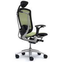 CM51SB FGH6 |オカムラ コンテッサ オフィスチェア 小型ヘッドレスト付 可動肘 背座メッシュ シルバー×ネオブラック ピスタチオグリーン（直送品）