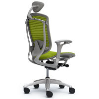 CM51SG FBH6 |オカムラ コンテッサ オフィスチェア 小型ヘッドレスト付 可動肘付 メッシュ シルバー×ネオグレー ライムグリーン（直送品）