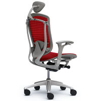CM51SG FBH9 |オカムラ コンテッサ オフィスチェア 小型ヘッドレスト付 可動肘付 メッシュ シルバーフレーム ネオグレーボディ レッド（直送品）