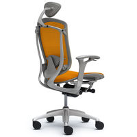 CM51SG FGH1 |オカムラ コンテッサ オフィスチェア 小型ヘッドレスト付 可動肘 メッシュ シルバー×ネオグレー マンゴーイエロー（直送品）