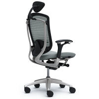 CM52SB FBF3 |オカムラ コンテッサ チェア 小型ヘッドレスト付 可動肘 背メッシュ座クッション シルバー×ネオブラック ライトグレー（直送品）