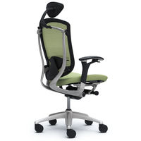 CM52SB FGF6 |オカムラ コンテッサ チェア 小型ヘッドレスト付 可動肘 背メッシュ座クッション シルバー×ネオブラック ピスタチオグリーン（直送品）