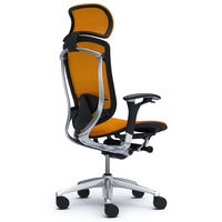 CM91AB FGH1 |オカムラ コンテッサ オフィスチェア 大型ヘッドレスト付 可動肘 背座メッシュ ポリッシュ×ネオブラック マンゴーイエロー（直送品）
