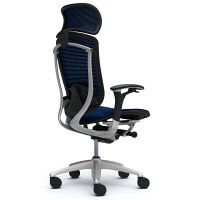 CM91SB FBH4 |オカムラ コンテッサ オフィスチェア 大型ヘッドレスト付 可動肘付 メッシュ シルバー×ネオブラック ダークブルー（直送品）