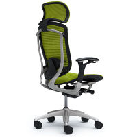 CM91SB FBH6 |オカムラ コンテッサ オフィスチェア 大型ヘッドレスト付 可動肘 メッシュ シルバー×ネオブラック ライムグリーン（直送品）
