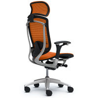 CM91SB FBH8 |オカムラ コンテッサ オフィスチェア 大型ヘッドレスト付 可動肘付 メッシュ シルバーフレーム ネオブラックボディ オレンジ（直送品）