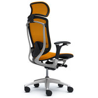 CM91SB FGH1 |オカムラ コンテッサ オフィスチェア 大型ヘッドレスト付 可動肘 背座メッシュ シルバー×ネオブラック マンゴーイエロー（直送品）
