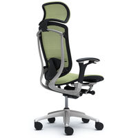 CM91SB FGH6 |オカムラ コンテッサ オフィスチェア 大型ヘッドレスト付 可動肘 背座メッシュ シルバー×ネオブラック ピスタチオグリーン（直送品）