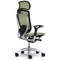 CM92AB FGF6 |オカムラ コンテッサ チェア 大型ヘッドレスト 可動肘 背メッシュ座クッション ポリッシュ×ネオブラック ピスタチオグリーン（直送品）