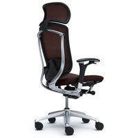 CM92AB FGF8 |オカムラ コンテッサ チェア 大型ヘッドレスト付 可動肘 背メッシュ座クッション ポリッシュ×ネオブラック ダークブラウン（直送品）