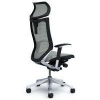 CP81AR FDH3 |オカムラ バロン オフィスチェア エクストラハイバック 可動肘付 メッシュ ポリッシュフレーム ブラックボディ ライトグレー（直送品）
