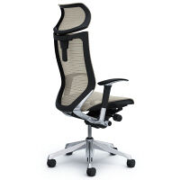 CP81AR FEH3 |オカムラ バロン オフィスチェア エクストラハイバック 可動肘付 メッシュ ポリッシュフレーム ブラックボディ ホワイト（直送品）