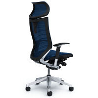 CP81AR FEH4 |オカムラ バロン オフィスチェア エクストラハイバック 可動肘付 メッシュ ポリッシュ×ブラック ミディアムブルー（直送品）