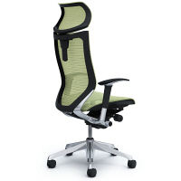 CP81AR FEH6 |オカムラ バロン オフィスチェア エクストラハイバック 可動肘 メッシュ ポリッシュ×ブラック ピスタチオグリーン（直送品）