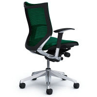 CP83AR FEH5 |オカムラ バロン オフィスチェア ローバック 可動肘付 メッシュ ポリッシュフレーム ブラックボディ ダークグリーン（直送品）