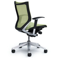 CP83AR FEH6 |オカムラ バロン オフィスチェア ローバック 可動肘付 メッシュ ポリッシュフレーム ブラックボディ ピスタチオグリーン（直送品）